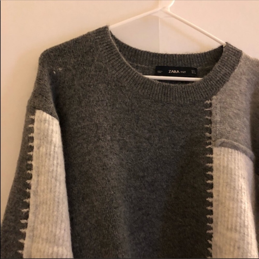 Zara Oversized Gray Patchwork Sweater Size S - image 5